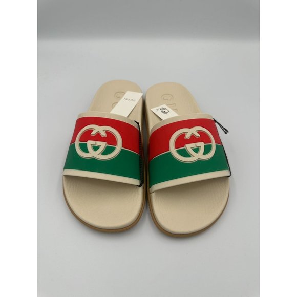 Gucci Unisex Rubber GG LogoInterlock Slide Monogram Sandals Size36 - Picture 2 of 9